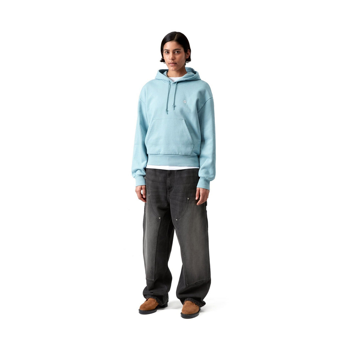 Carhartt WIP Women's Brandon Double Knee Pant 'Smith' Denim Black, Grind wash