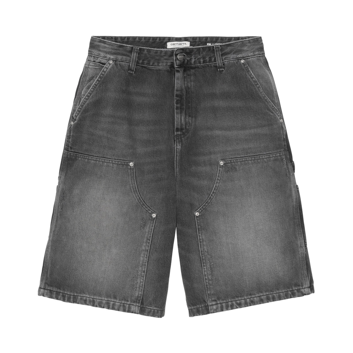 Carhartt WIP Women's Nixon Double Knee Short 'Smith' Denim Black, Grind wash