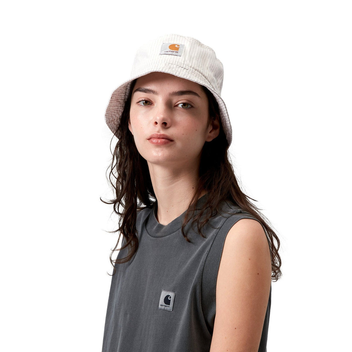 Carhartt WIP Mercer Bucket Hat Mercer Stripe, Graphite / Wax, Bleached