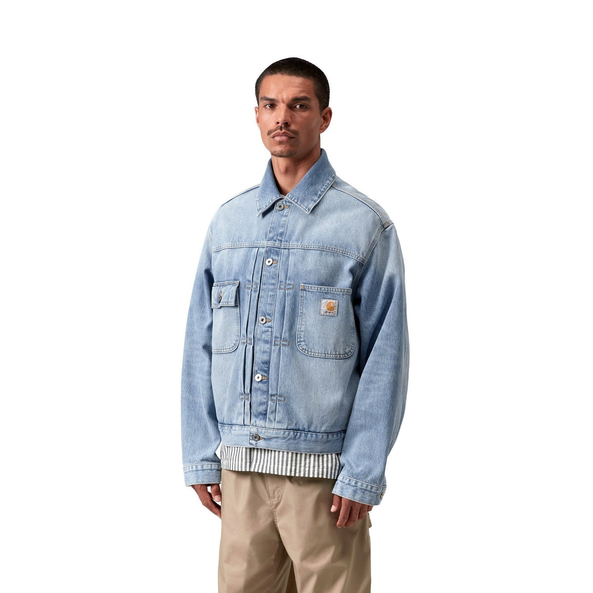 Carhartt WIP Belmar Jacket Blue, Heavy worn bleached