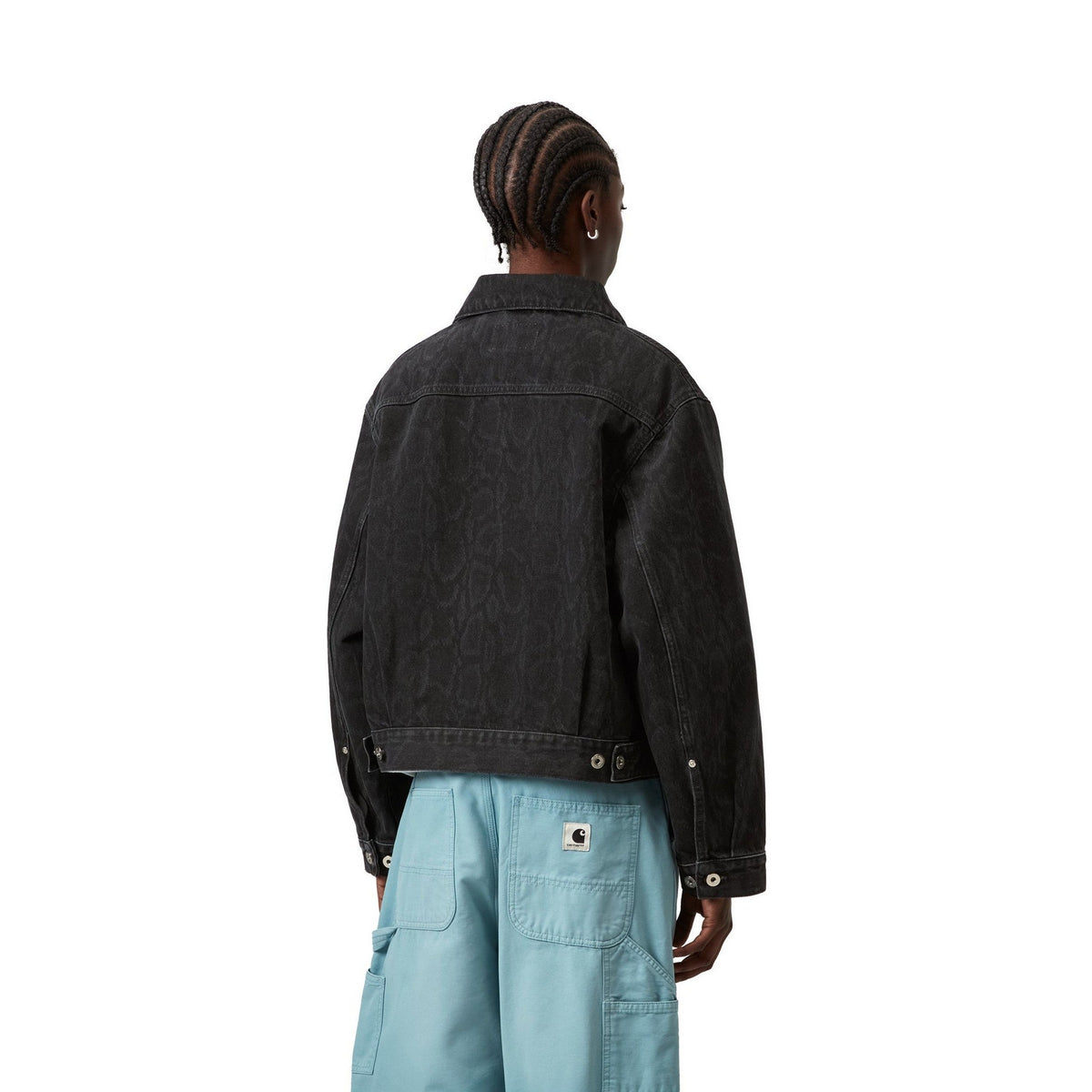 Carhartt WIP Women's Belmar Jacket Snake Camo, Black, Heavy stone wash