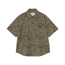 Carhartt WIP Women's S/S Travon Shirt Duck Feather Print, Cypress / Black