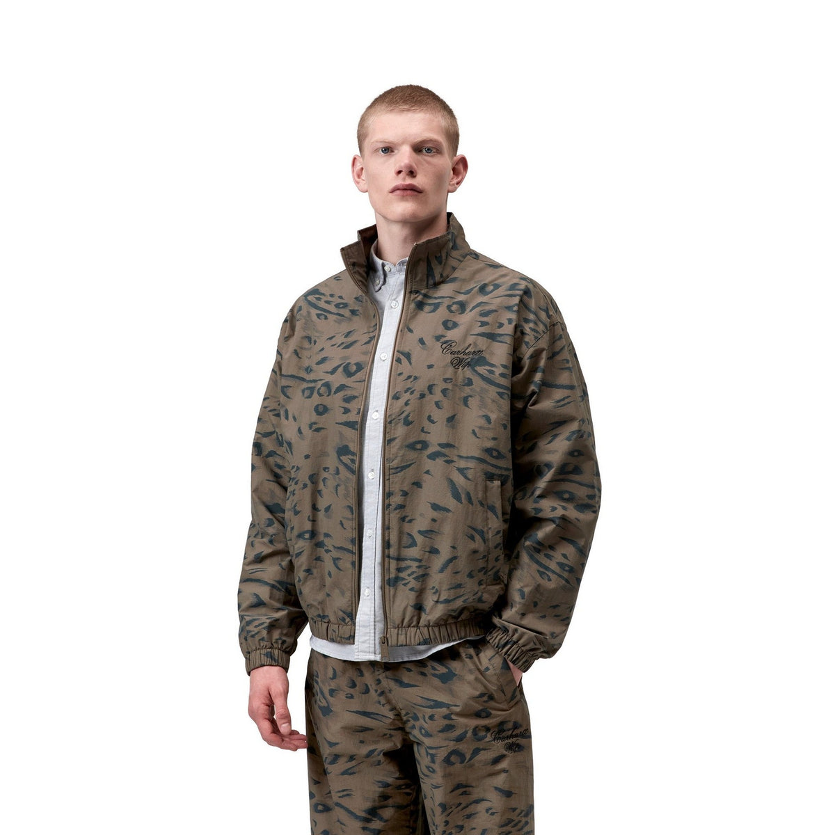 Carhartt WIP Travon Jacket Duck Feather Print, Cypress / Black