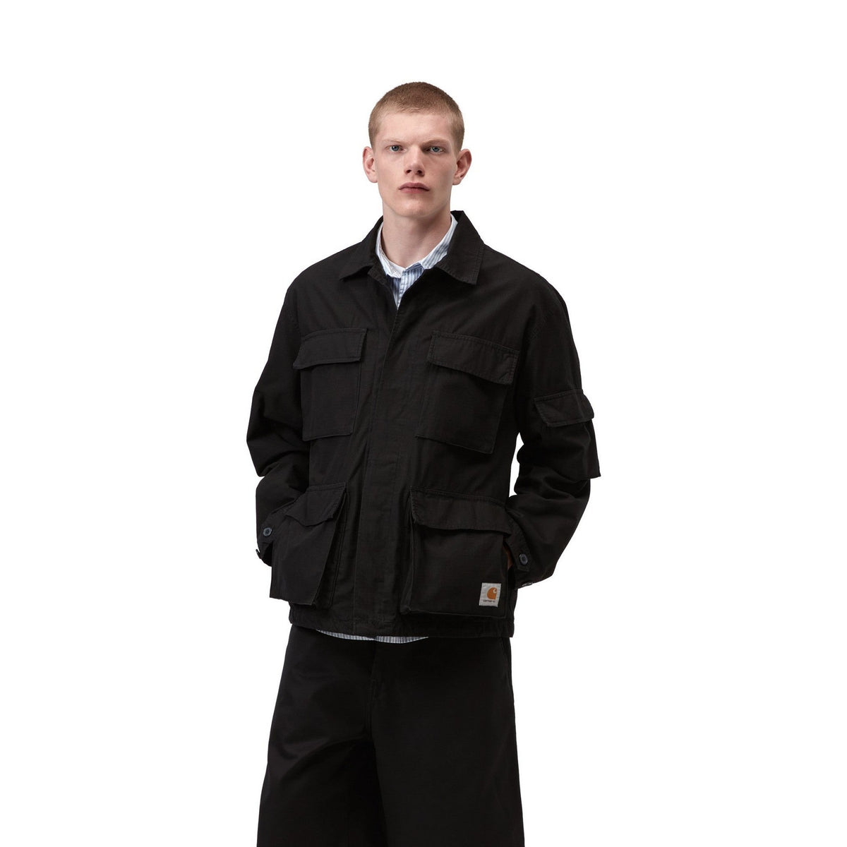 Carhartt WIP Manderson Jacket Black, Garment dyed