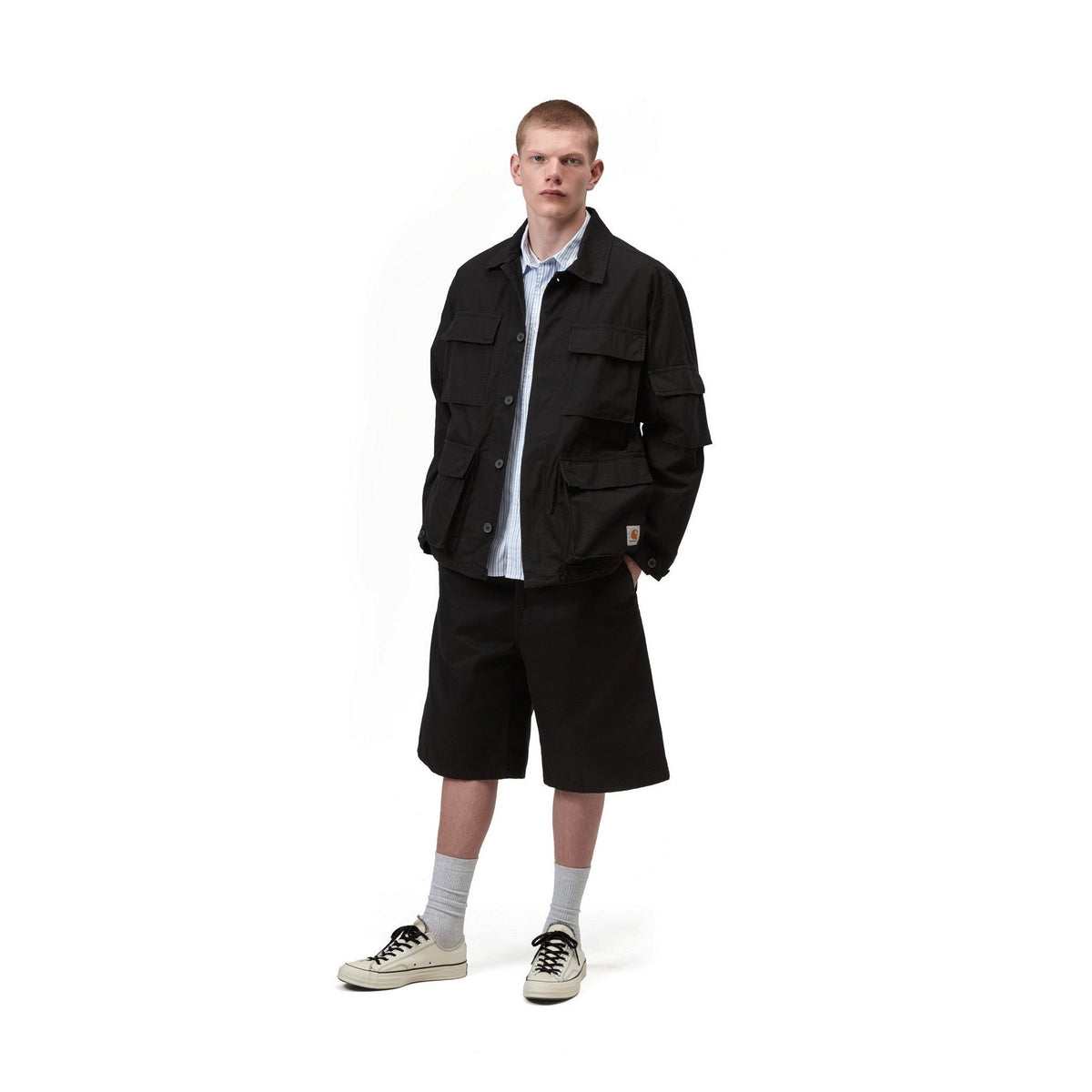 Carhartt WIP Manderson Jacket Black, Garment dyed