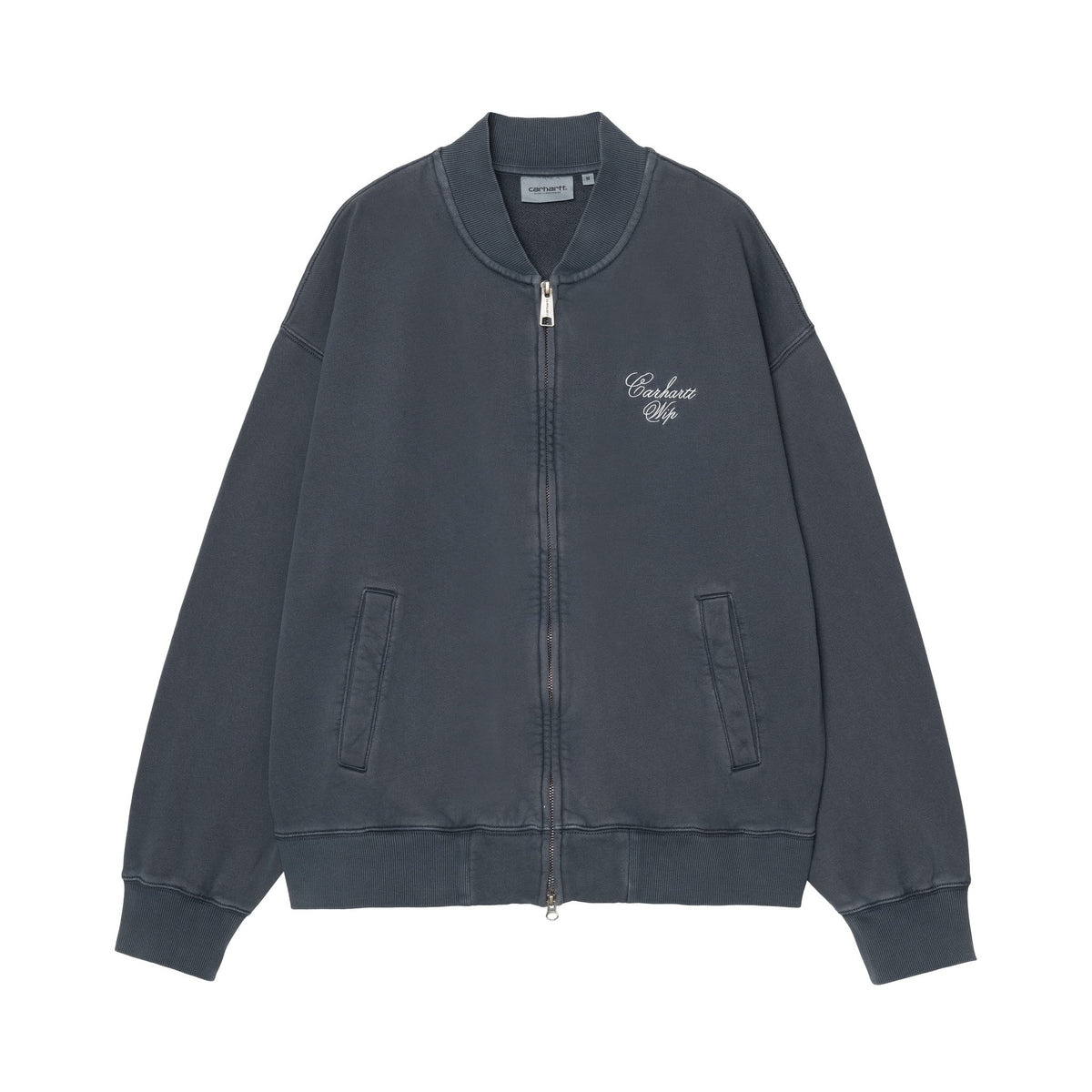 Carhartt WIP Longhand Bomber Carbon / White, Garment dyed