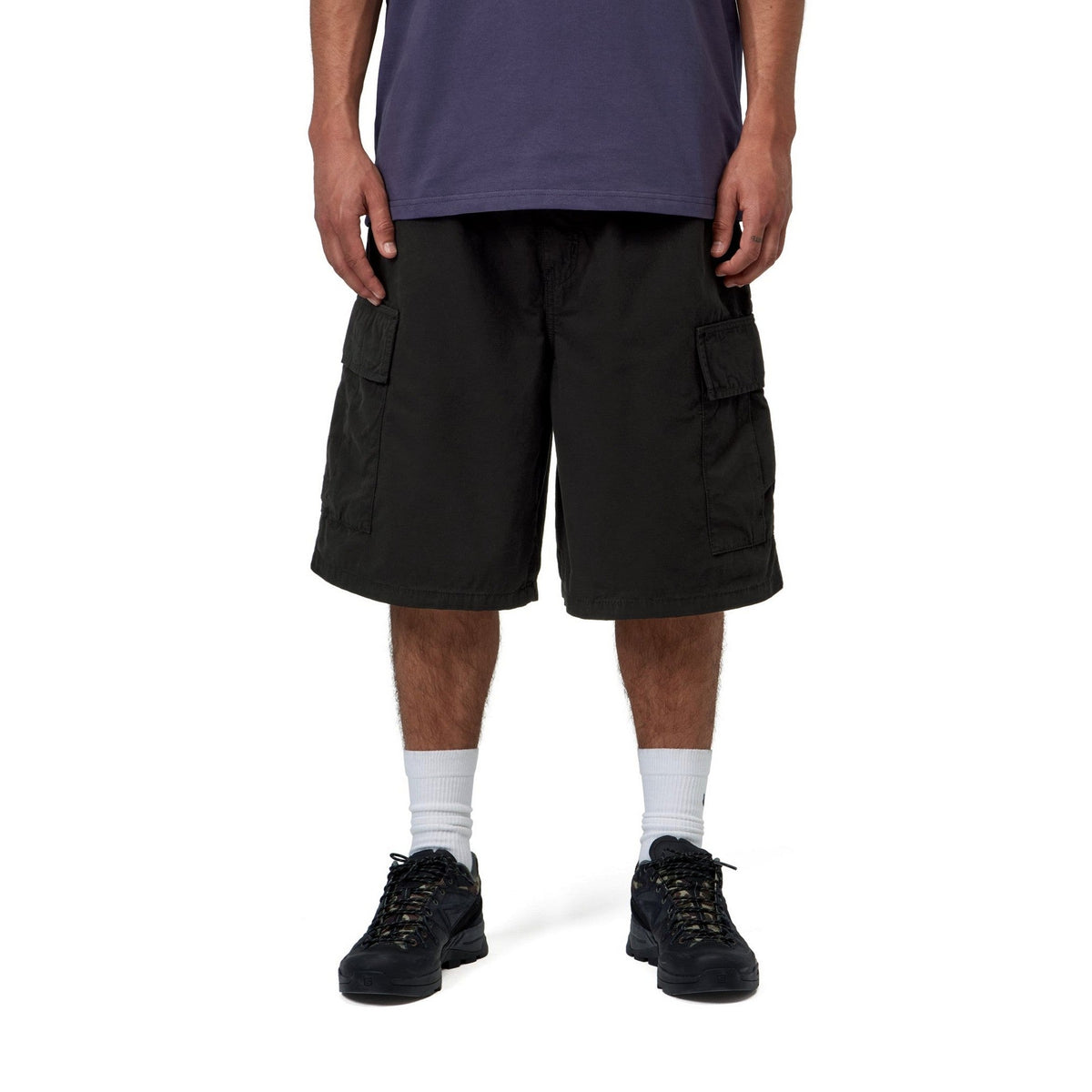 Carhartt WIP Mandler Cargo Short Black, Garment dyed