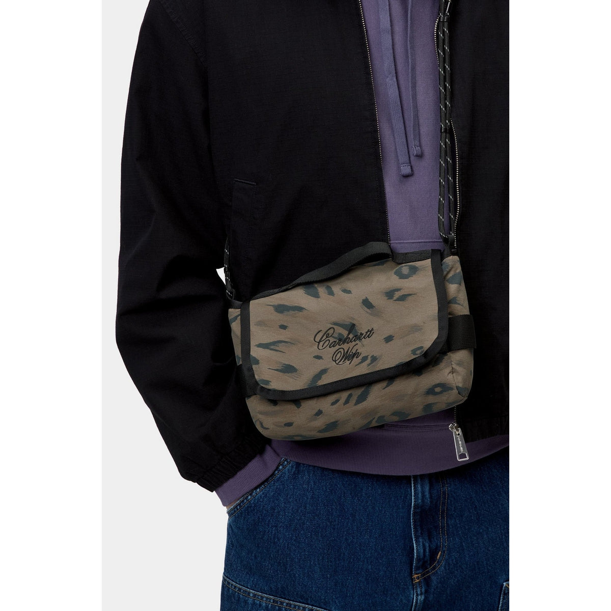 Carhartt WIP Travon Shoulder Bag Duck Feather Print, Cypress / Black