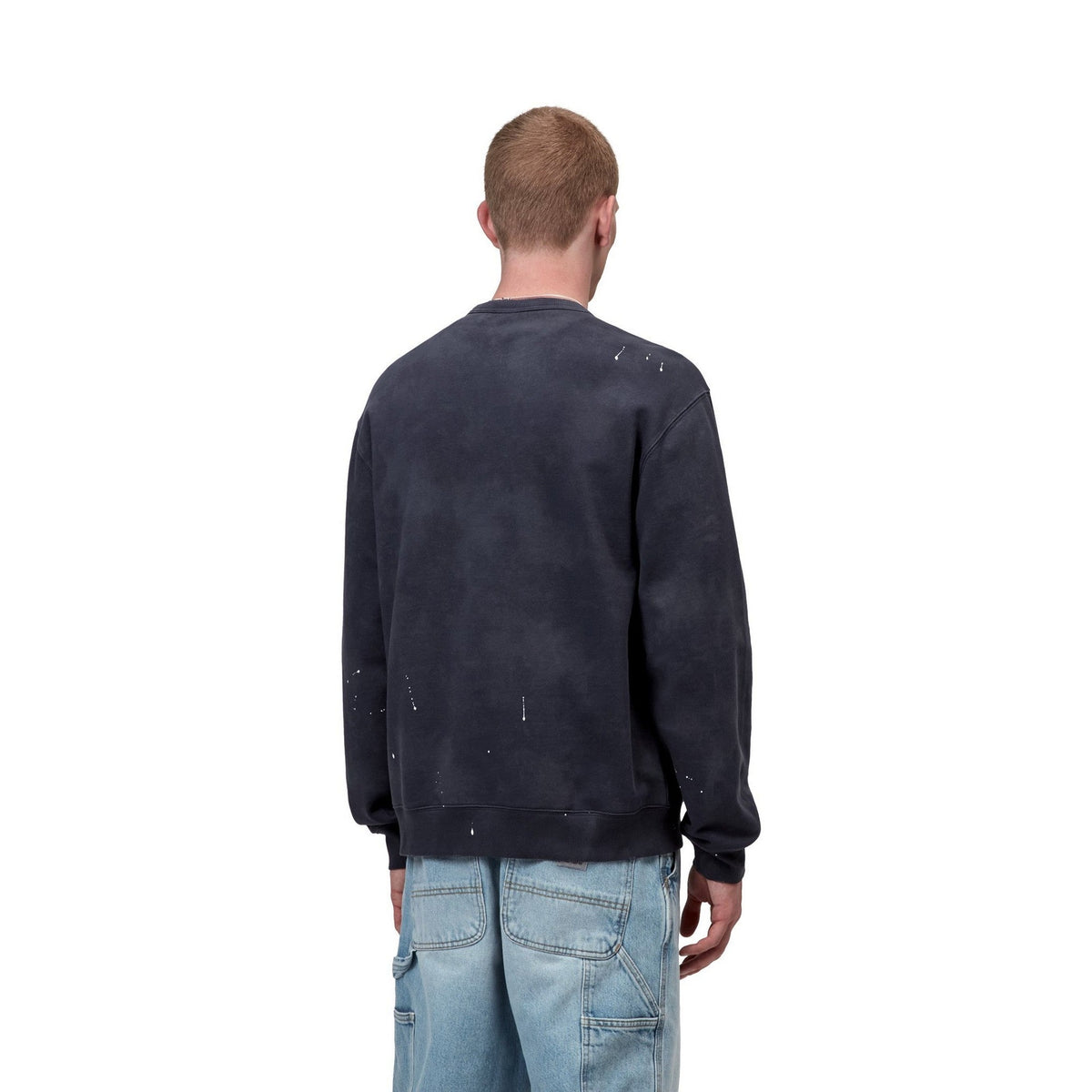 Carhartt WIP Painter Sweatshirt Dark Navy, Destroy wash, splatter