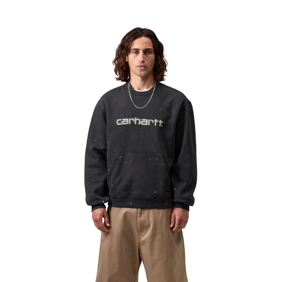 Carhartt WIP Painter Sweatshirt Black, Destroy wash, splatter