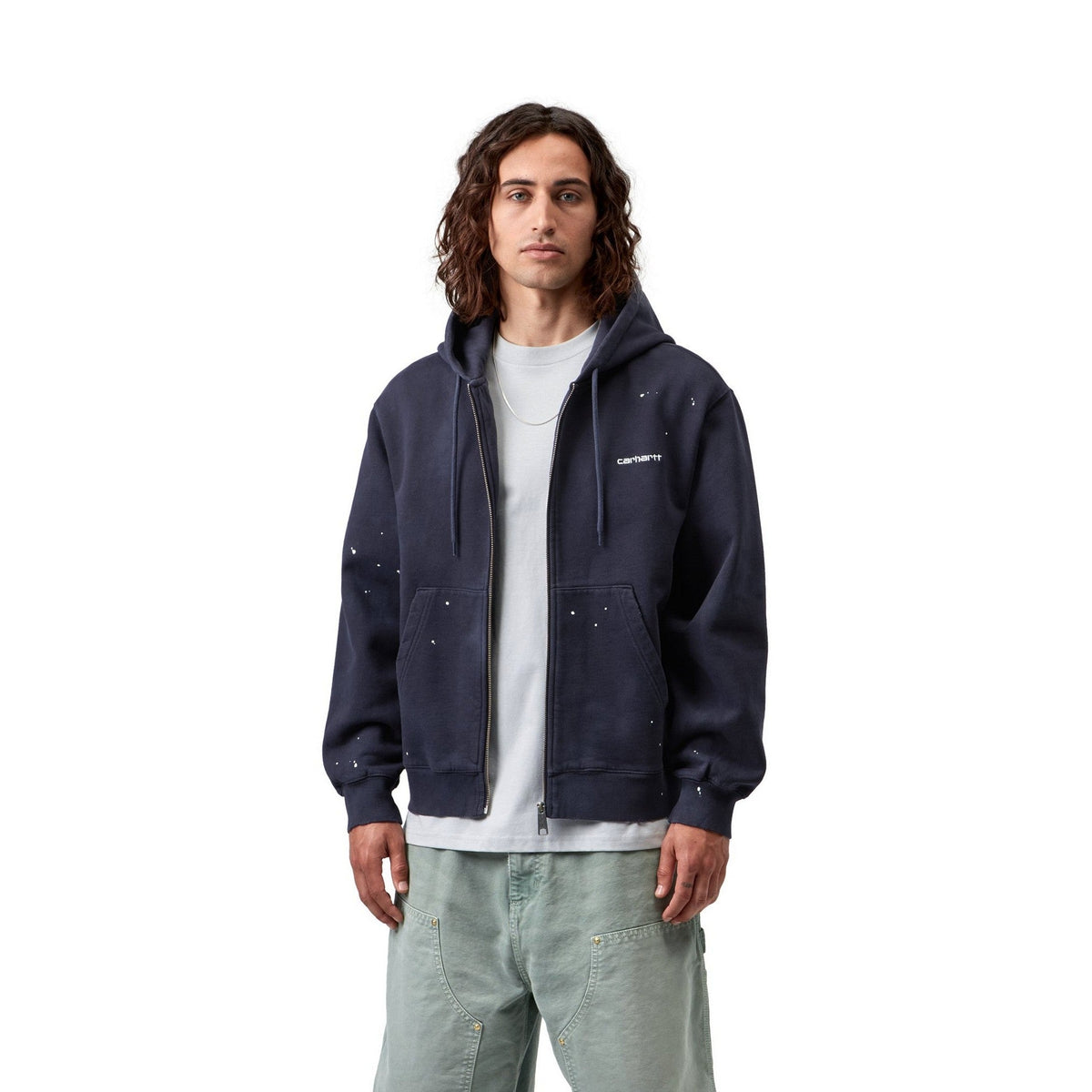 Carhartt WIP Hooded Painter Jacket Dark Navy, Destroy wash, splatter