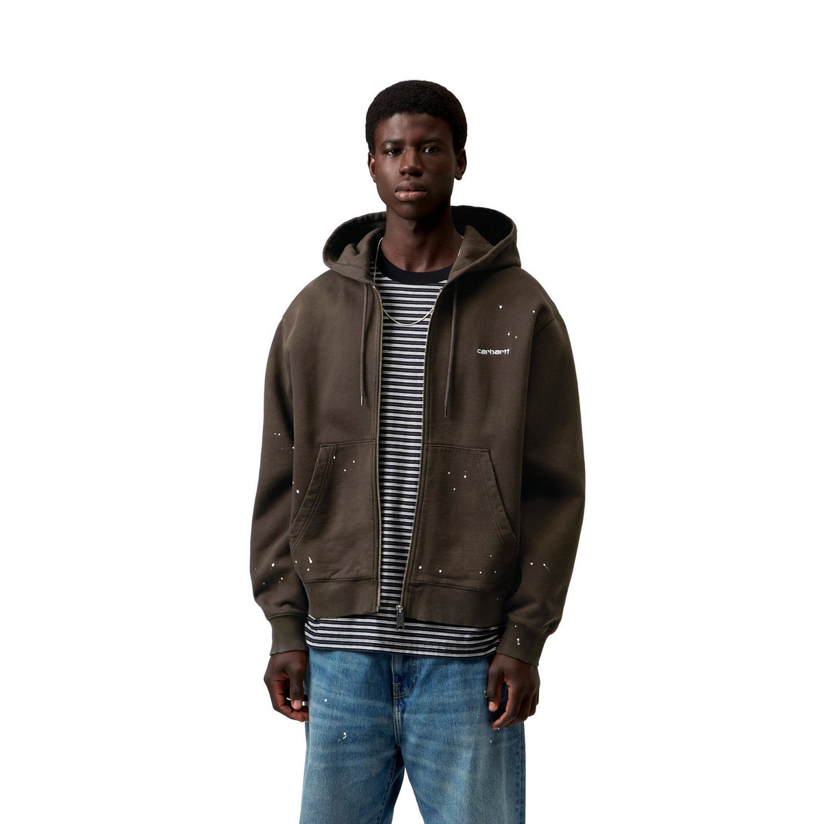 Carhartt WIP Hooded Painter Jacket Tobacco, Destroy wash, splatter