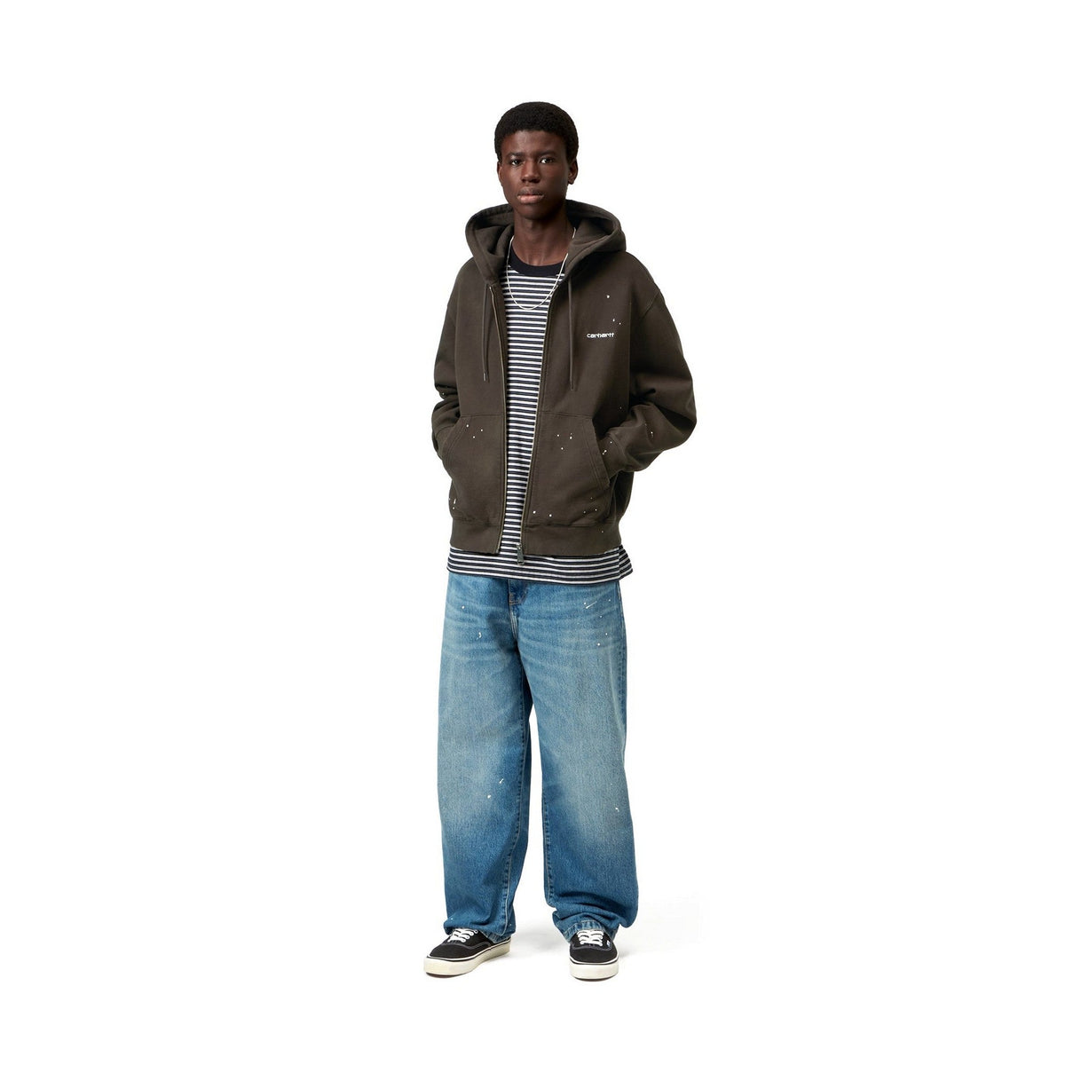 Carhartt WIP Hooded Painter Jacket Tobacco, Destroy wash, splatter