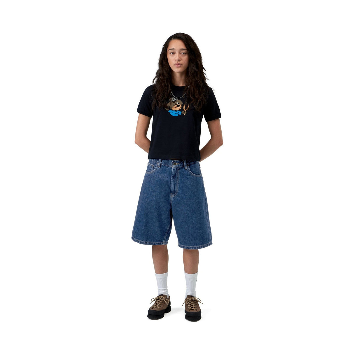 Carhartt WIP Women's Brandon Short Blue, Stone washed