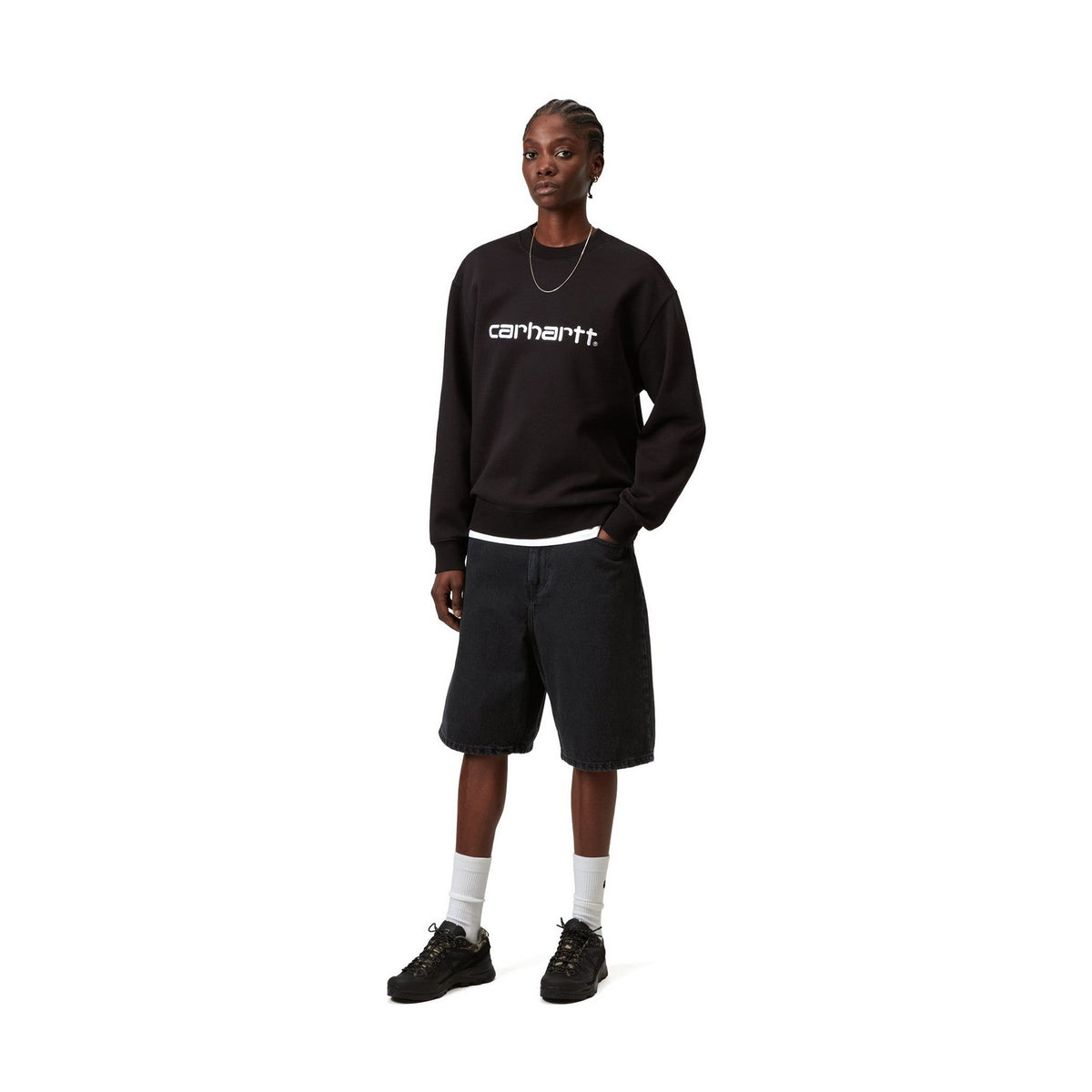 Carhartt WIP Women's Brandon Short Black, Stone washed