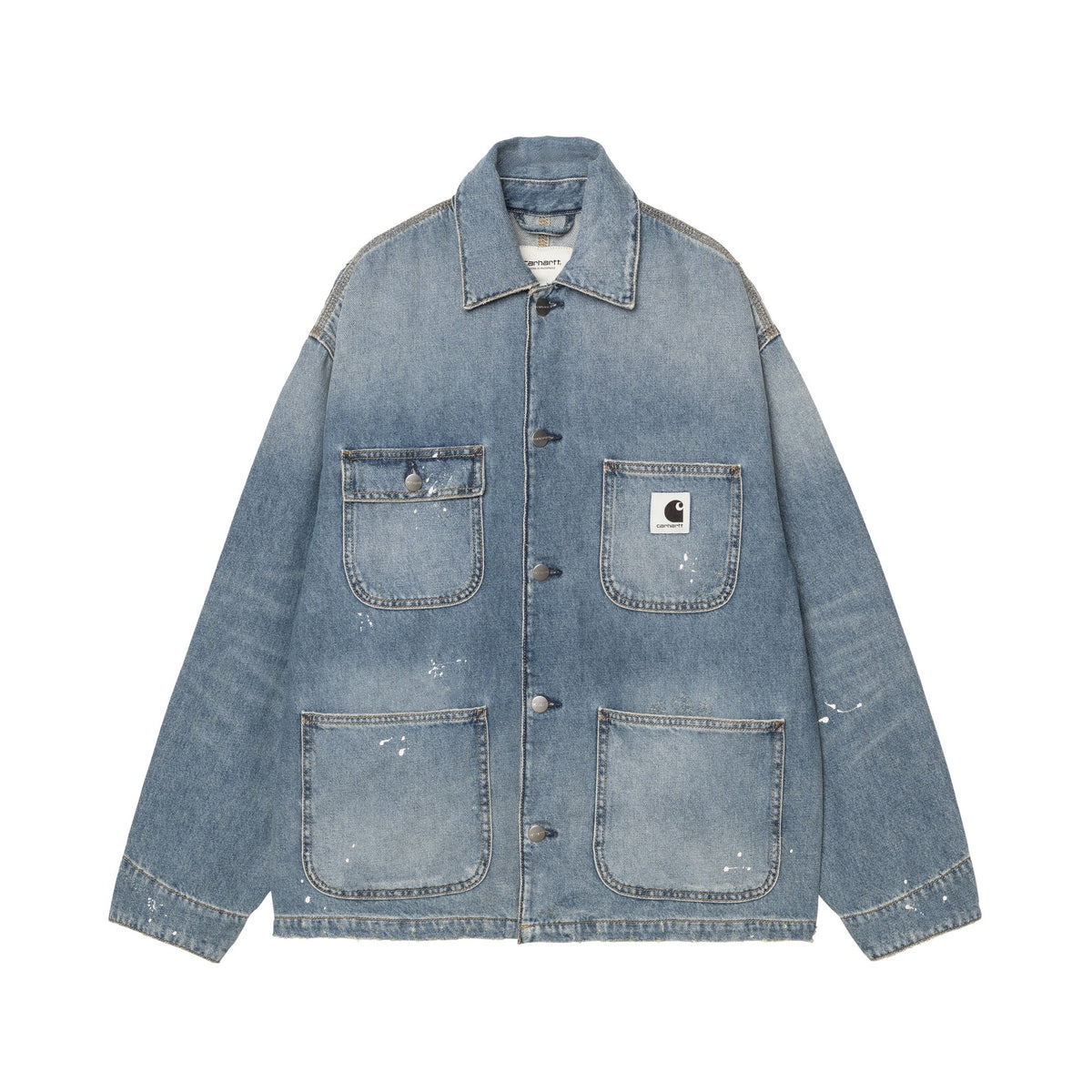 Carhartt WIP Women's OG Michigan Coat Blue, Destroy wash, splatter