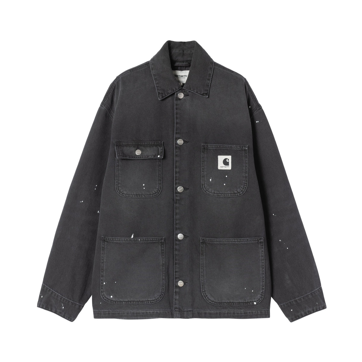 Carhartt WIP Women's OG Michigan Coat Black, Destroy wash, splatter