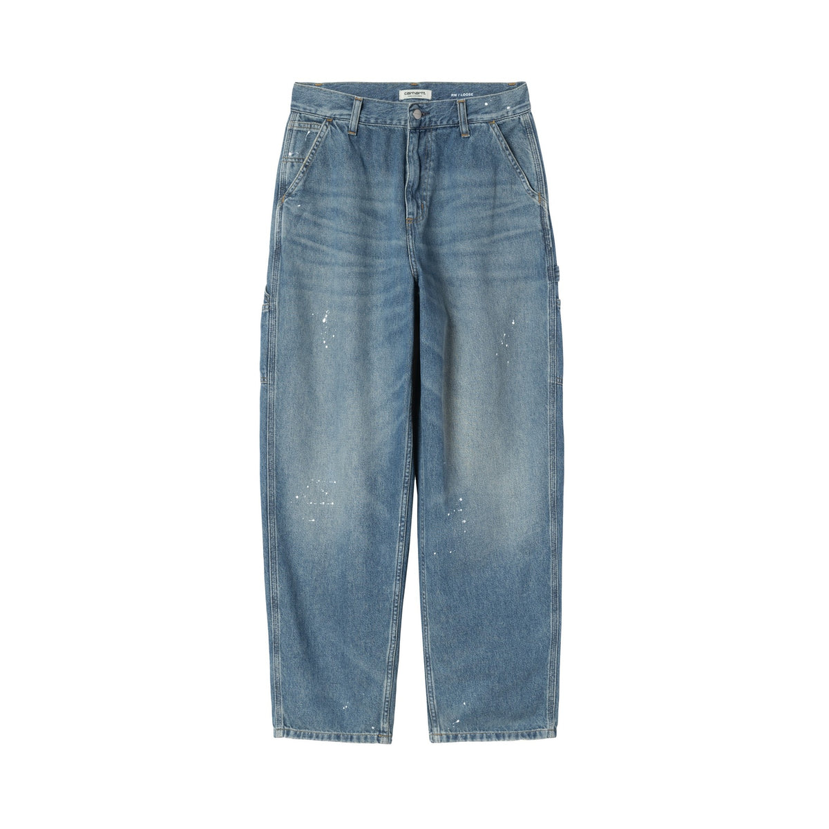 Carhartt WIP Women's OG Single Knee Pant Blue, Destroy wash, splatter