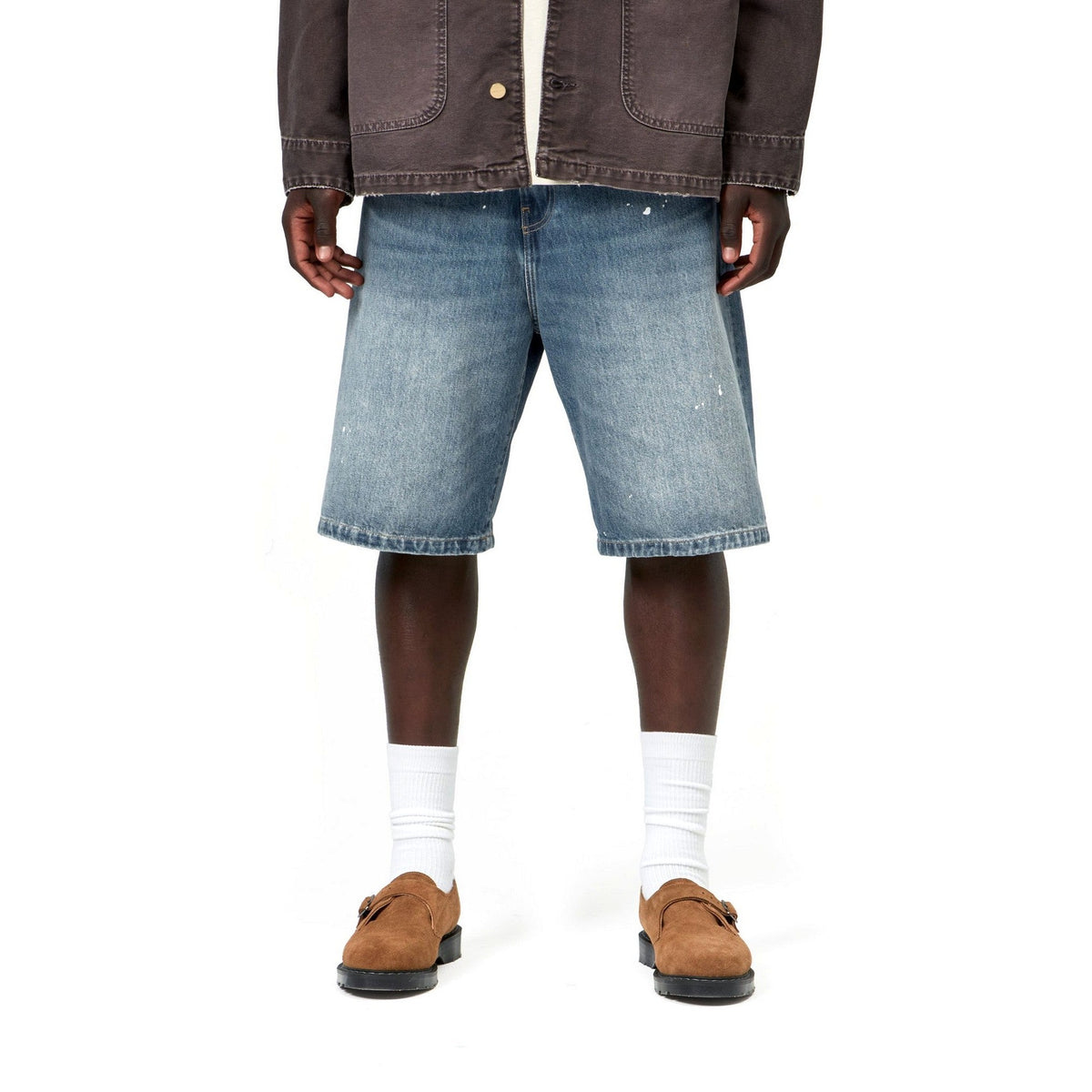 Carhartt WIP Landon Short Blue, Destroy wash, splatter