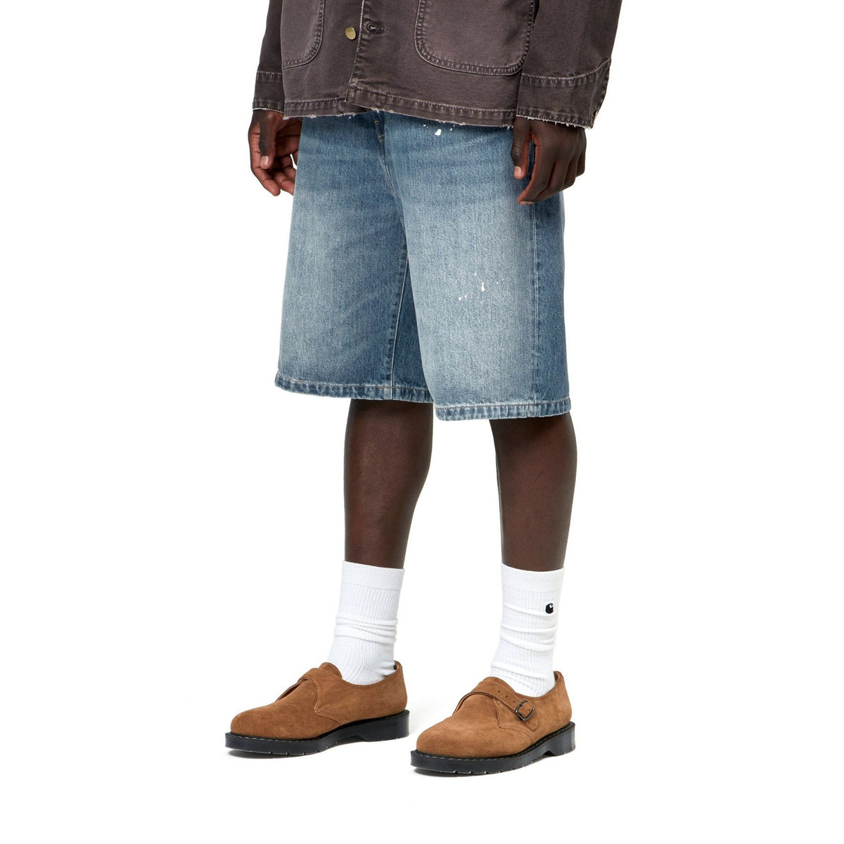 Carhartt WIP Landon Short Blue, Destroy wash, splatter