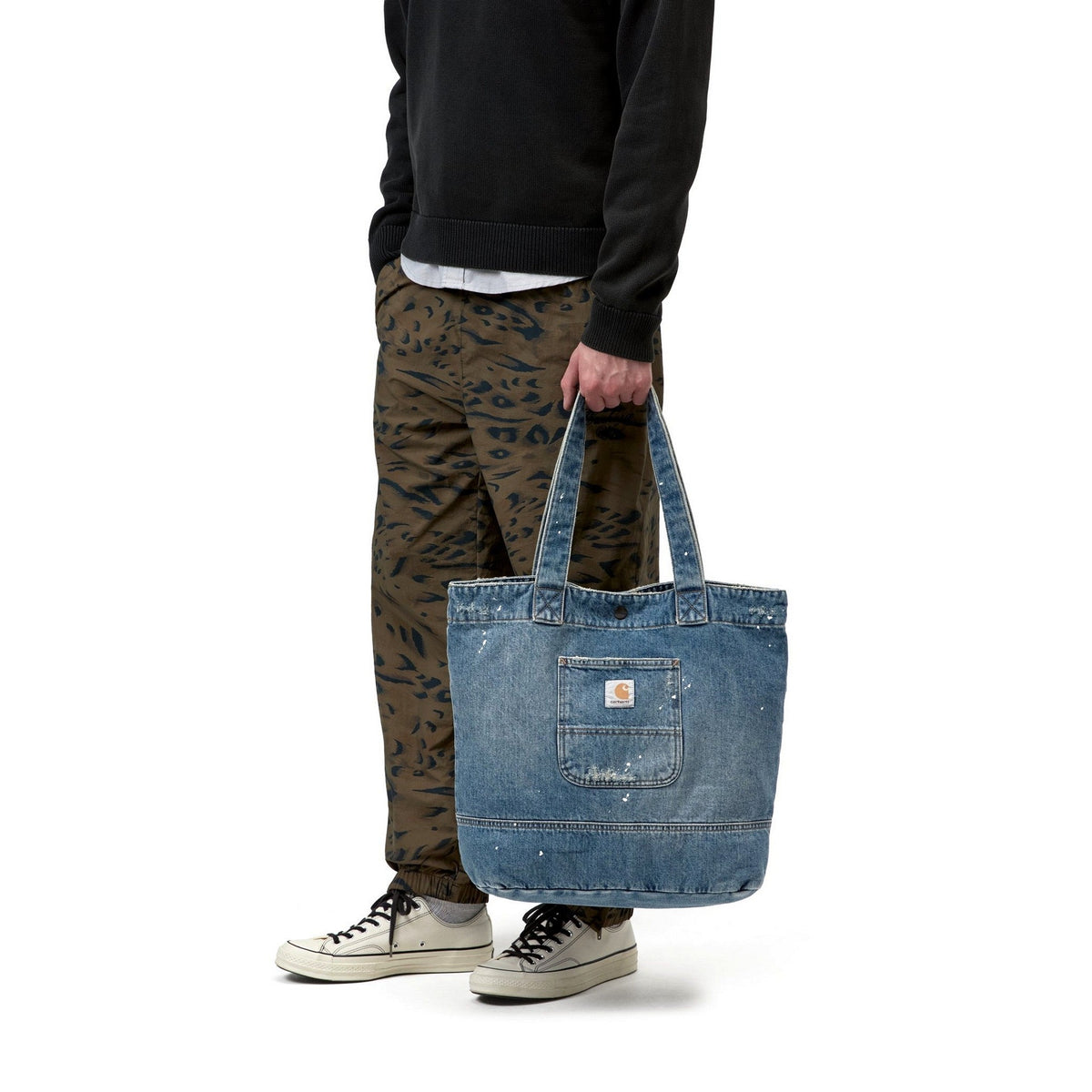 Carhartt WIP Denim Tote Blue, Destroy wash, splatter