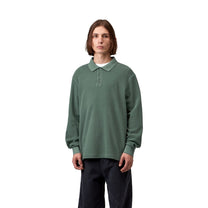 Carhartt WIP L/S Waffle Rugby Shirt Dark Scarab, Garment dyed