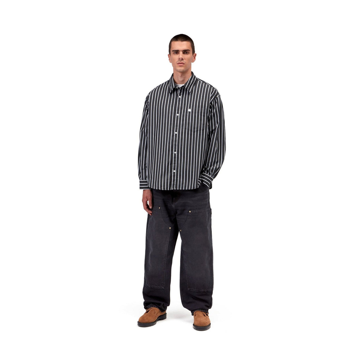 Carhartt WIP L/S Gowan Shirt Gowan Stripe, Black