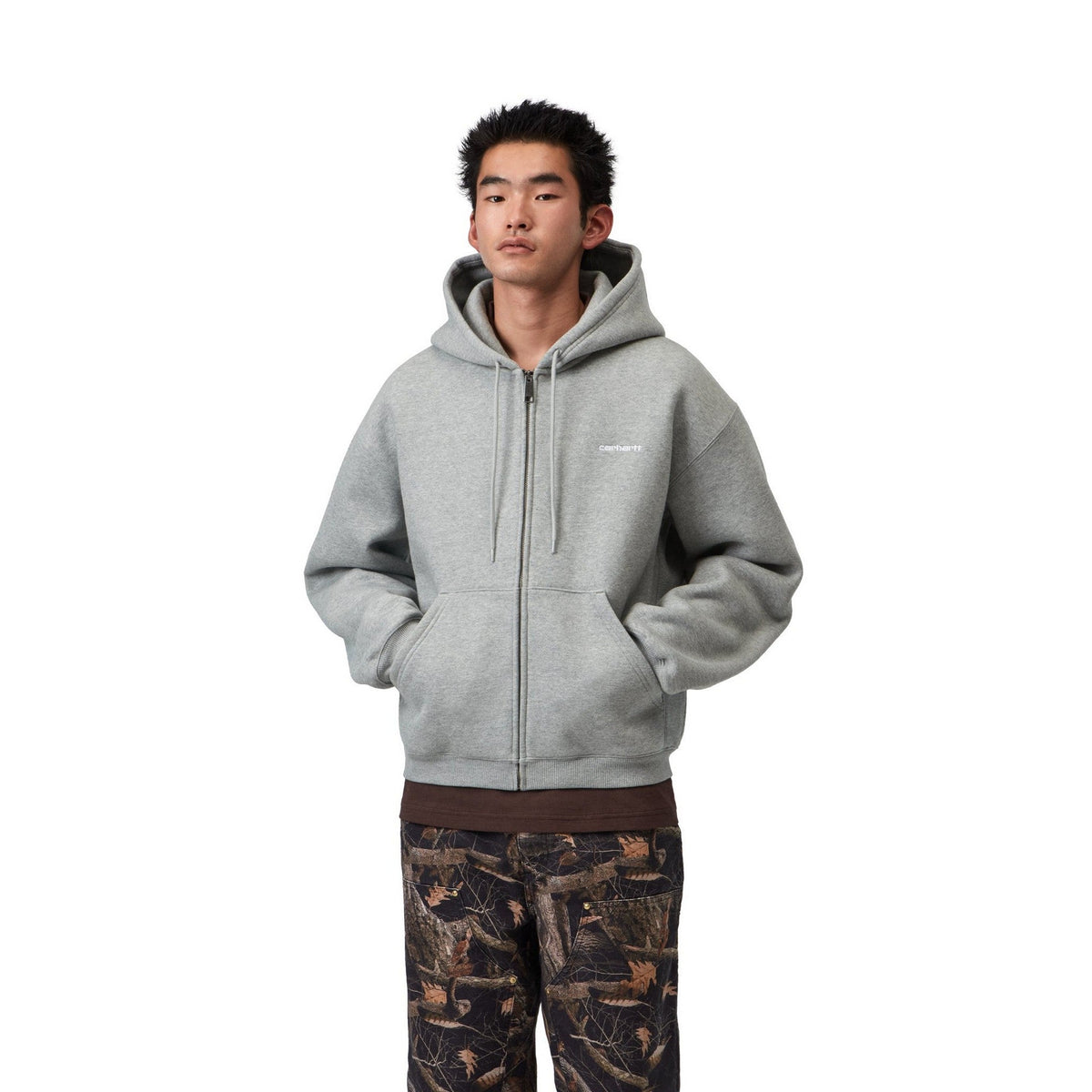 Carhartt WIP Hooded Ebbert Jacket Grey Heather / White