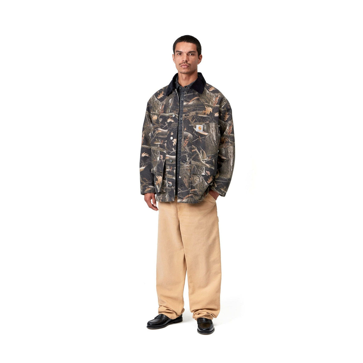 Carhartt WIP Lander Coat Camo Feather Tree, Black / Black, Stone washed