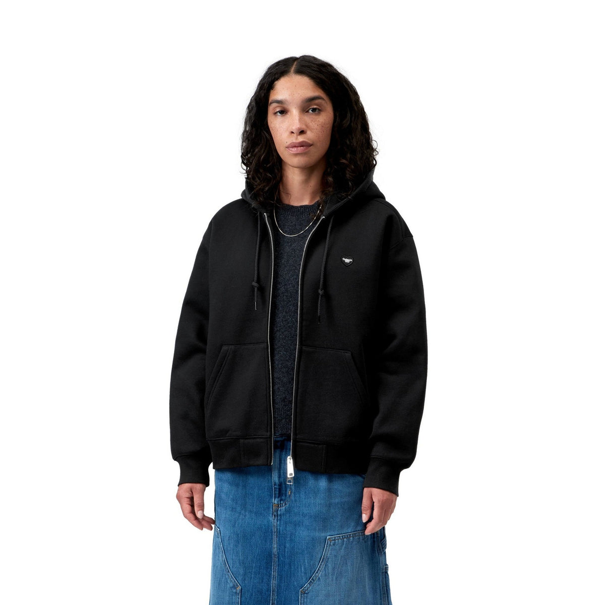 Carhartt WIP Women's Hooded Small Heart Patch Jacket Black / Black