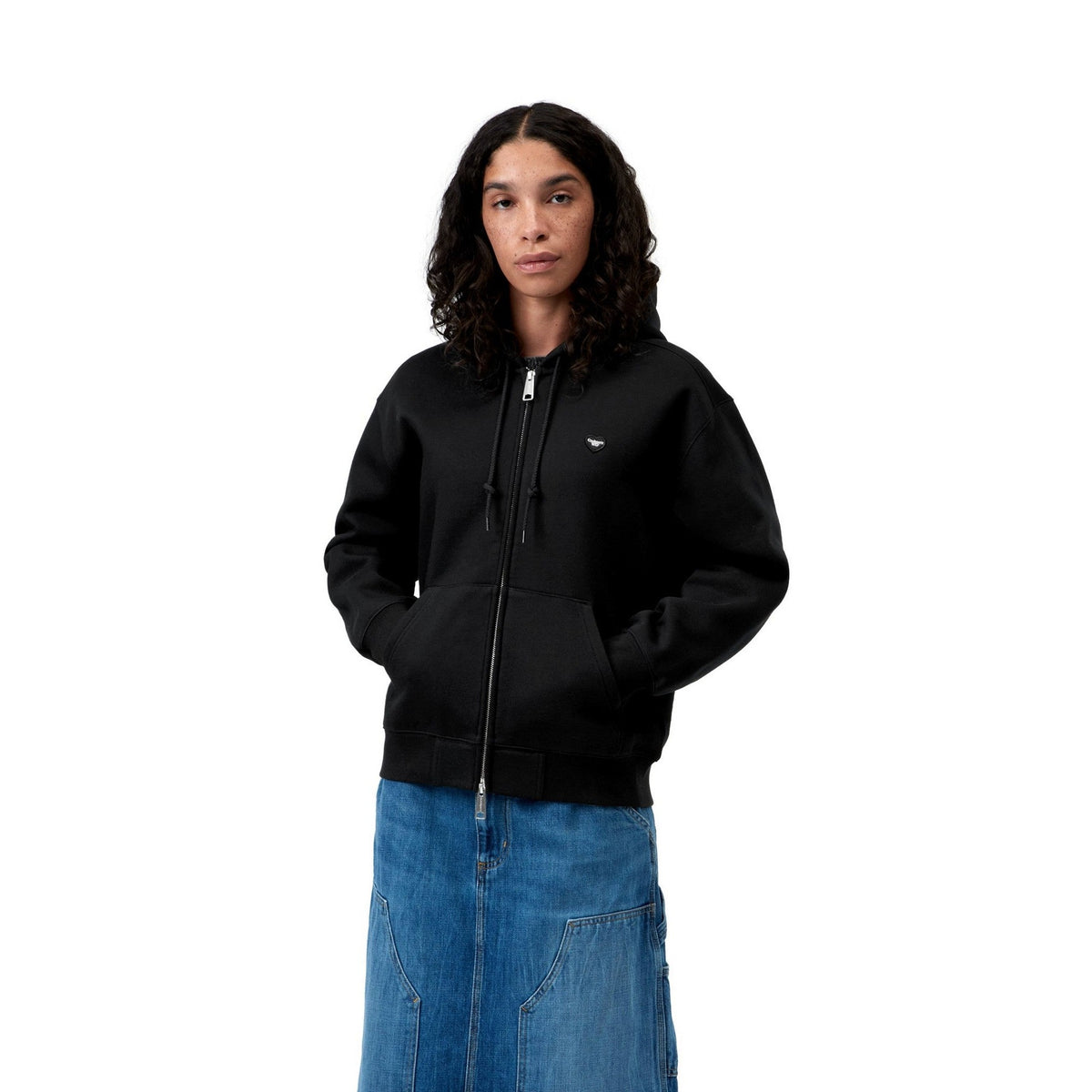 Carhartt WIP Women's Hooded Small Heart Patch Jacket Black / Black