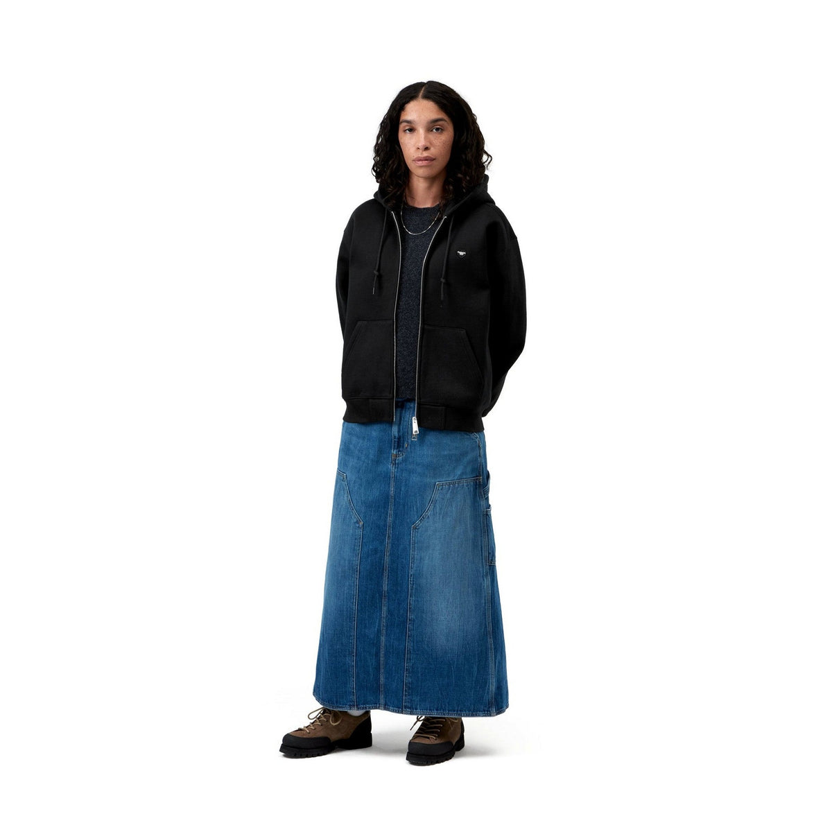Carhartt WIP Women's Hooded Small Heart Patch Jacket Black / Black
