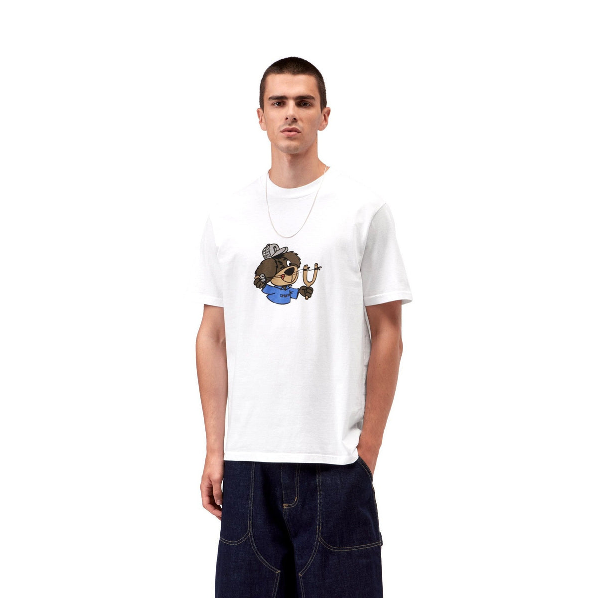 Carhartt WIP S/S Slingshot T-Shirt White, Heavy enzyme wash