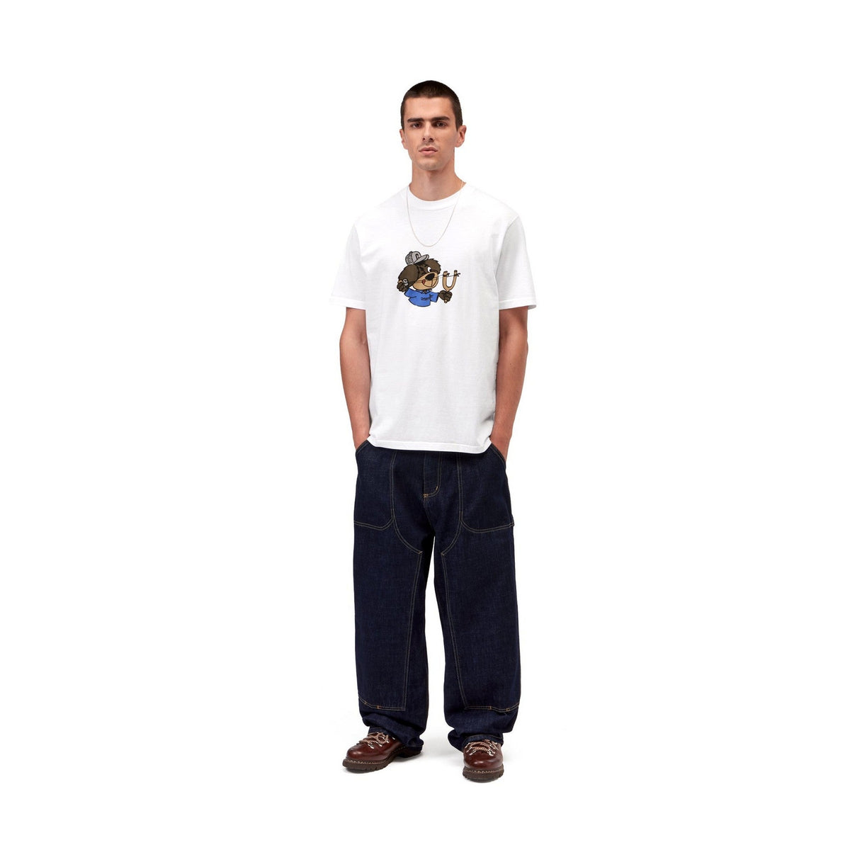Carhartt WIP S/S Slingshot T-Shirt White, Heavy enzyme wash