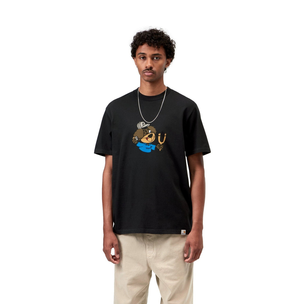 Carhartt WIP S/S Slingshot T-Shirt Black, Heavy enzyme wash