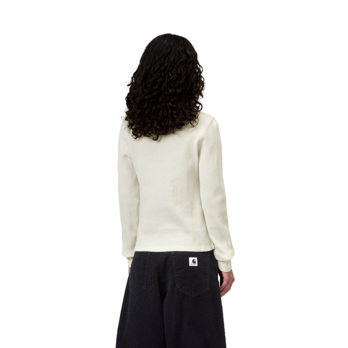 Carhartt WIP Women's L/S Blackletter Waffle T-Shirt Wax / Black