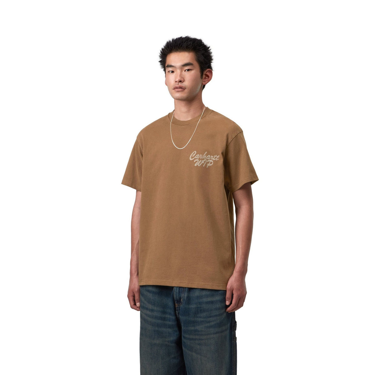 Carhartt WIP S/S Hatching Script T-Shirt WIP H Brown, Garment dyed