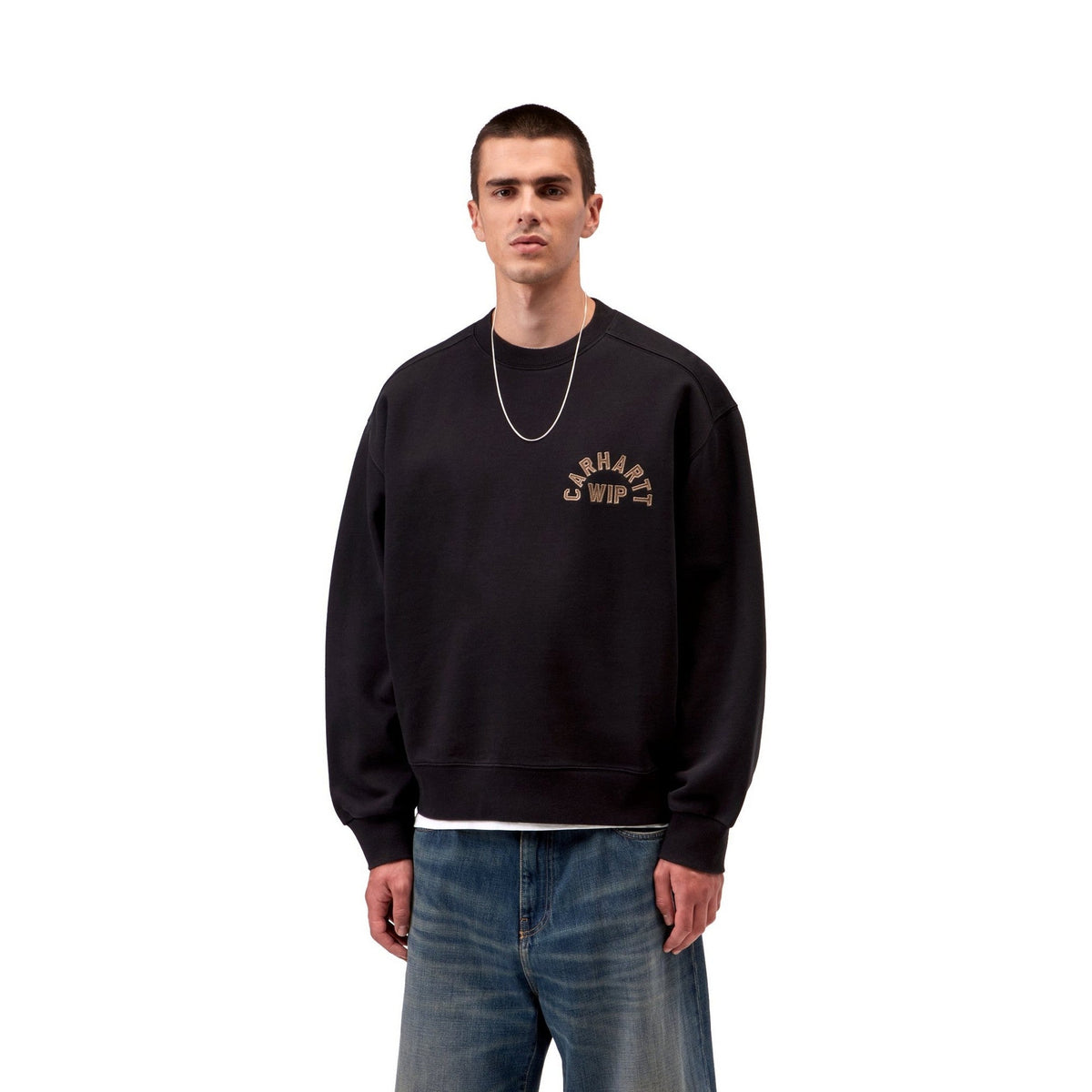 Carhartt WIP Arch Script Sweatshirt Black / Hamilton Brown, Stone washed