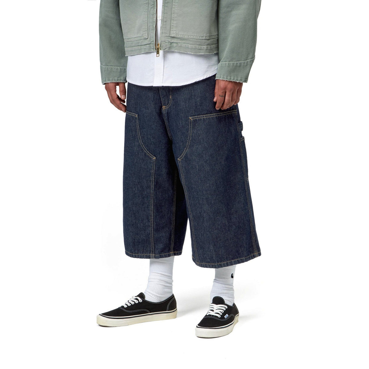 Carhartt WIP OG Double Knee Long Short Blue, Rinsed