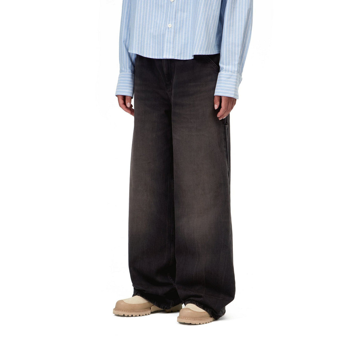 Carhartt WIP Women's Jens Pant Black, Tobacco used wash