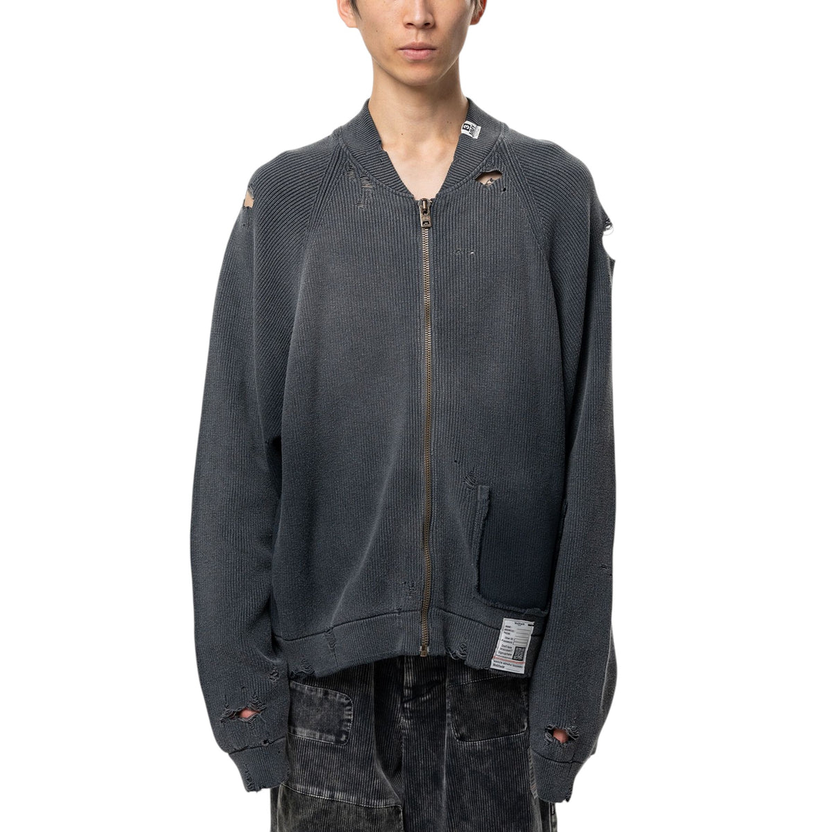 Maison MIHARA YASUHIRO Sun Faded Like Knit Cardigan Black