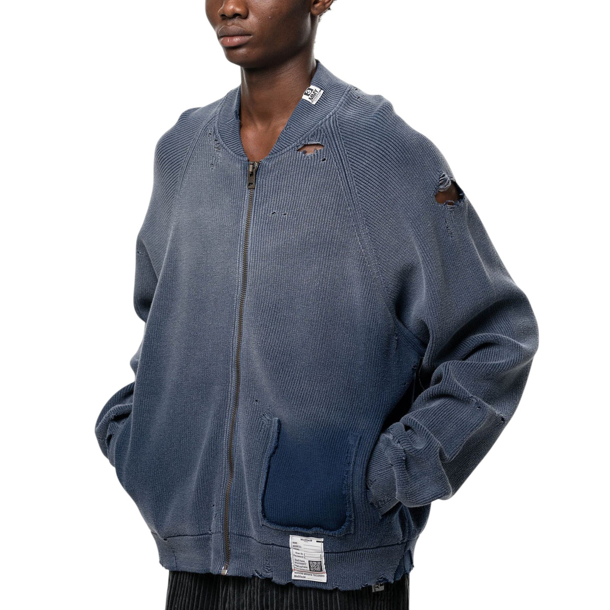 Maison MIHARA YASUHIRO Sun Faded Like Knit Cardigan Navy