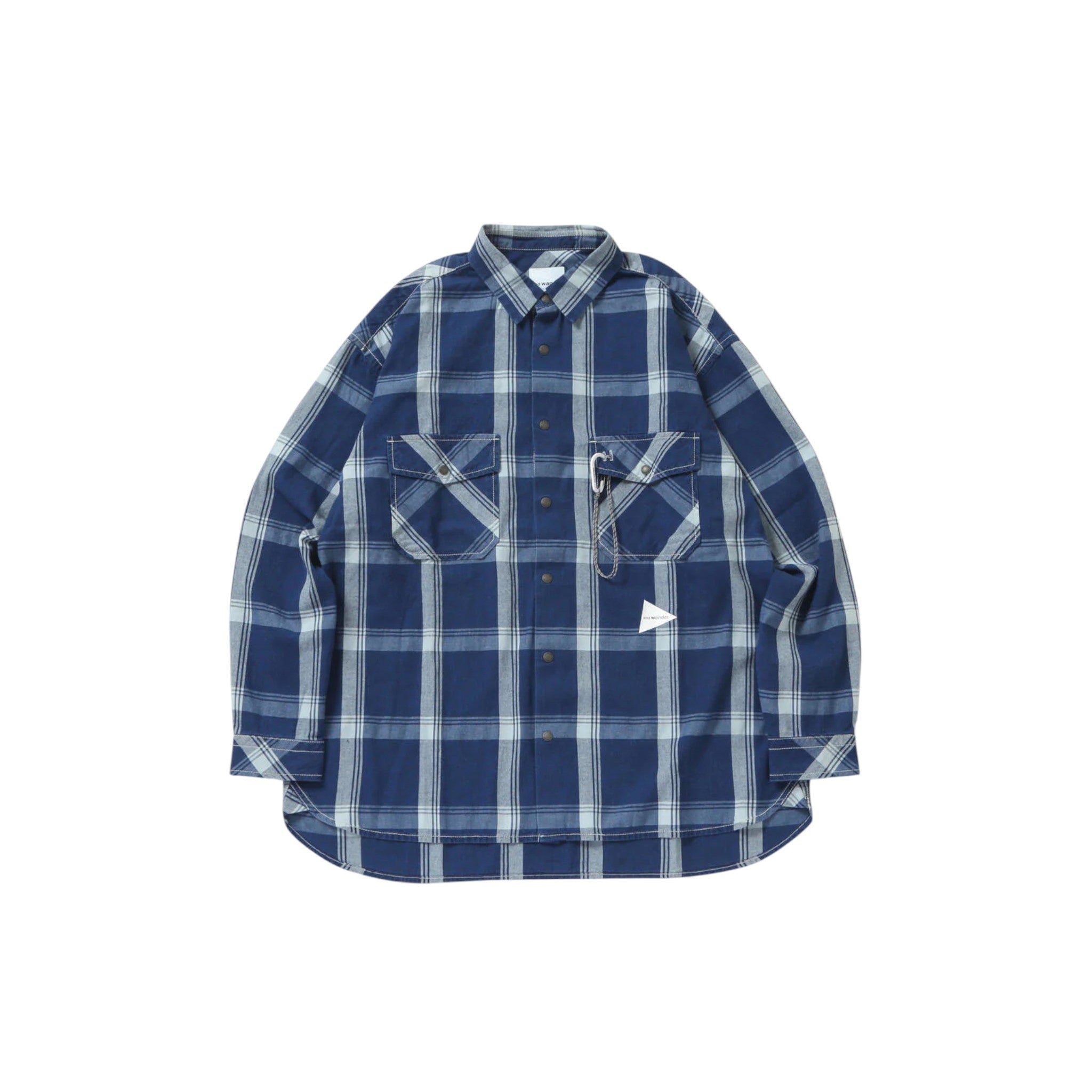 And Wander Indigo Check LS Shirt - and wander