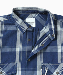 And Wander Indigo Check LS Shirt - and wander