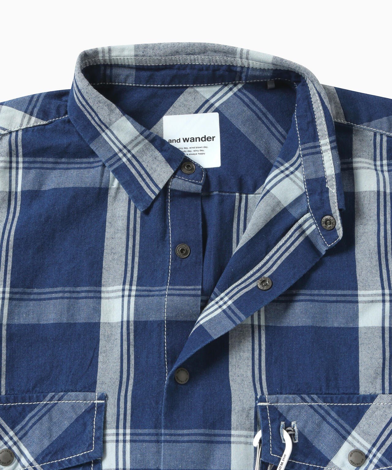 And Wander Indigo Check LS Shirt - and wander