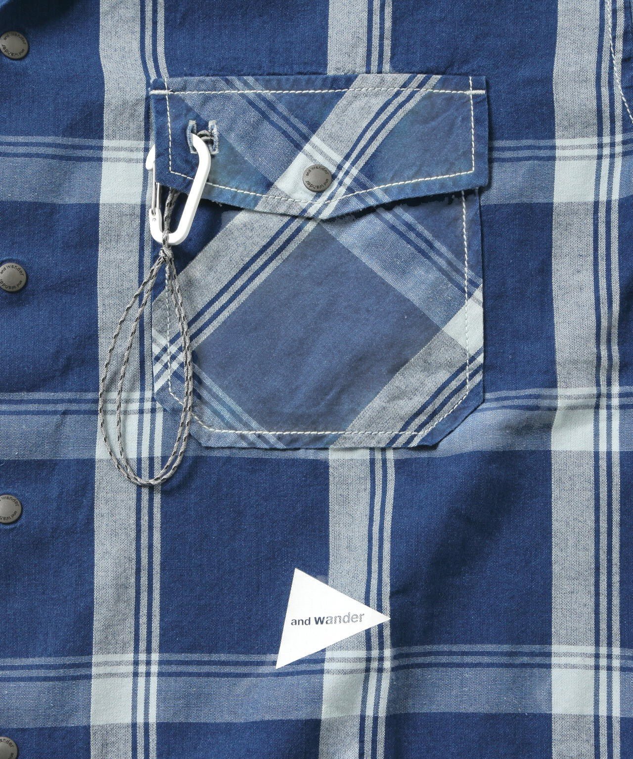 And Wander Indigo Check LS Shirt - and wander