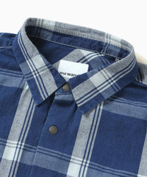 And Wander Indigo Check LS Shirt - and wander