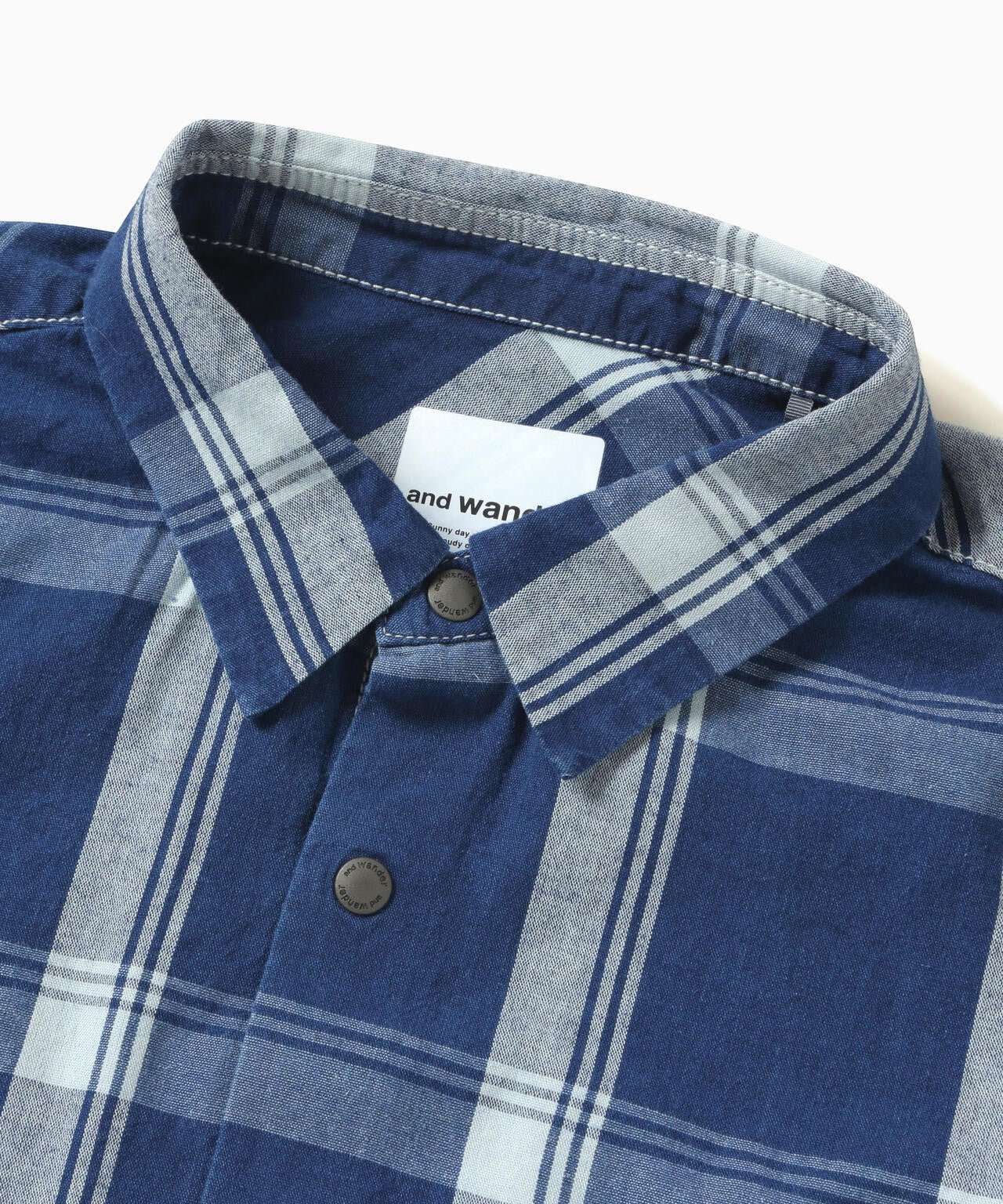 And Wander Indigo Check LS Shirt - and wander