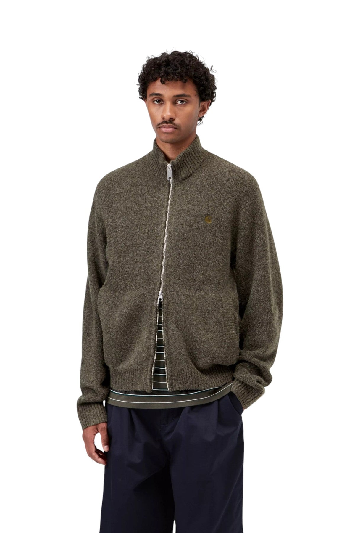 Carhartt WIP Curtis Sweater Jacket Tangled Shungite - Carhartt WIP