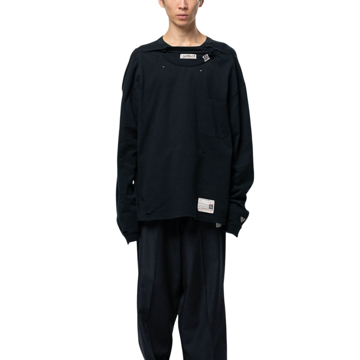 Maison MIHARA YASUHIRO Thermal Combined Long Sleeve T-Shirt Black